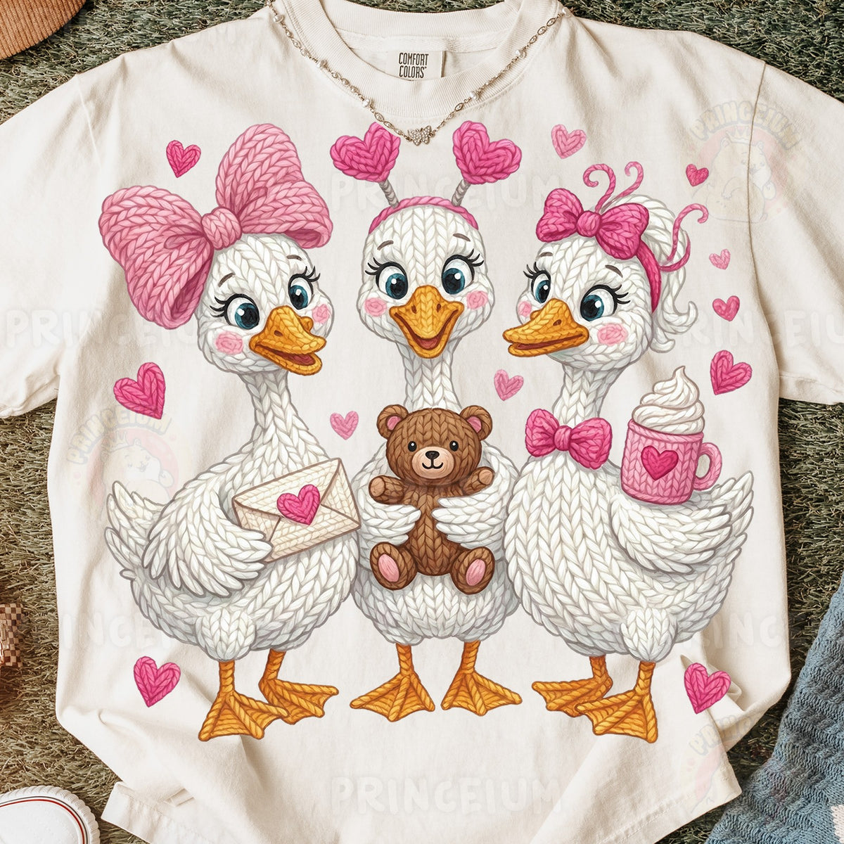 Knitted Geese Valentine Trio