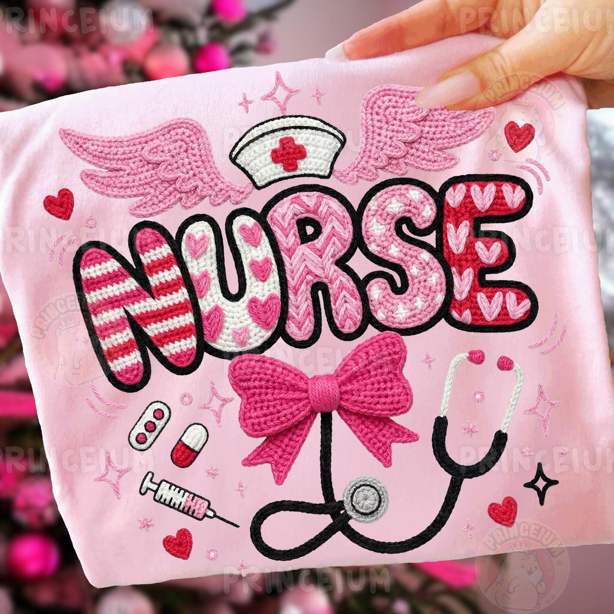 Pink Crochet Nurse Stethoscope