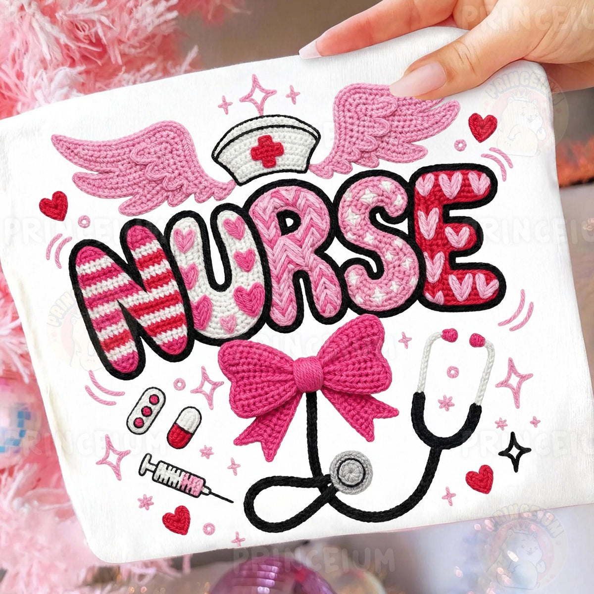 Pink Crochet Nurse Stethoscope