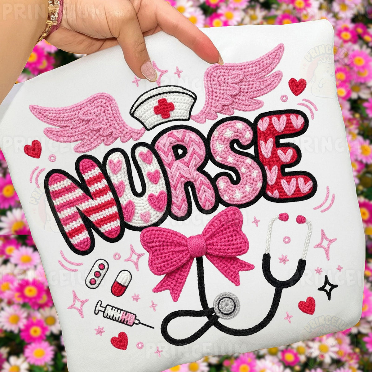 Pink Crochet Nurse Stethoscope