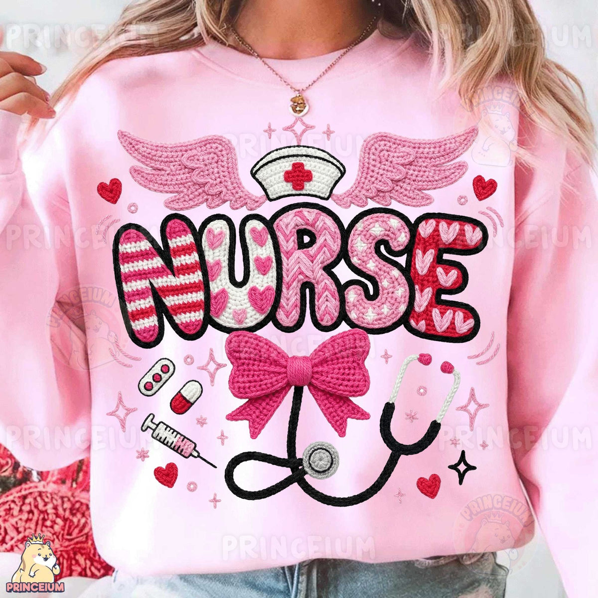Pink Crochet Nurse Stethoscope