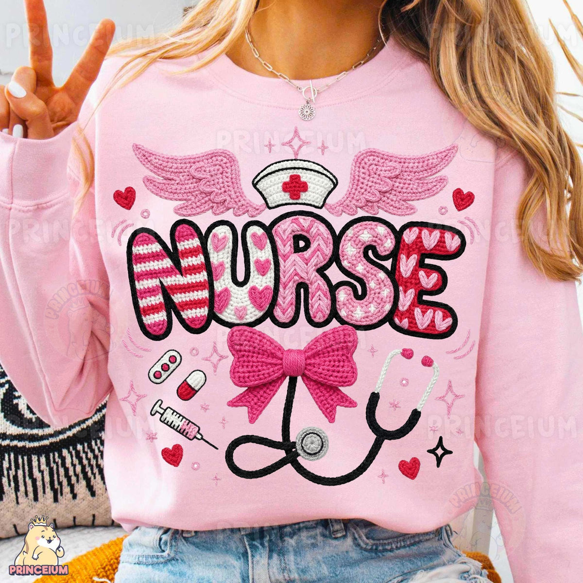 Pink Crochet Nurse Stethoscope