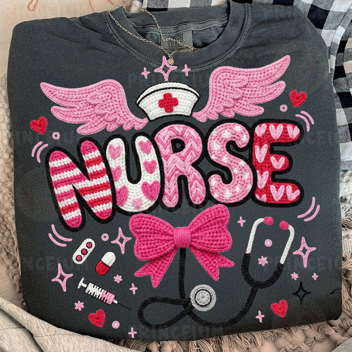 Pink Crochet Nurse Stethoscope