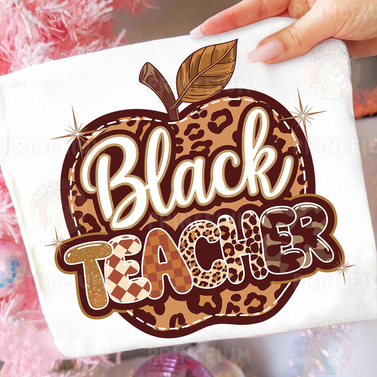 Black Teacher Leopard Apple