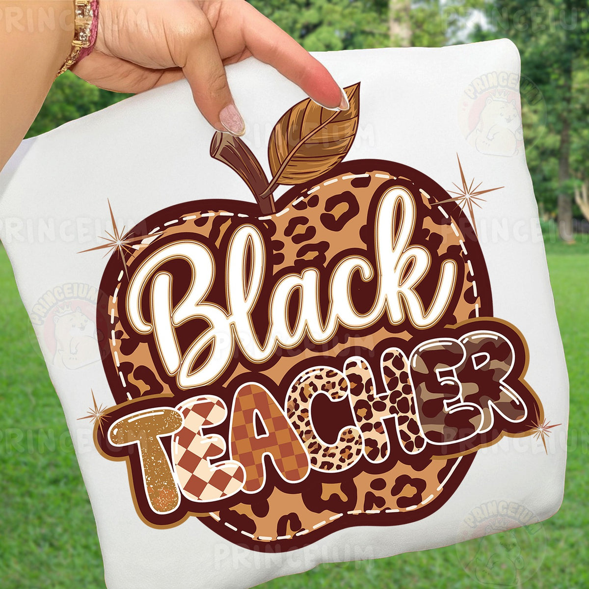 Black Teacher Leopard Apple
