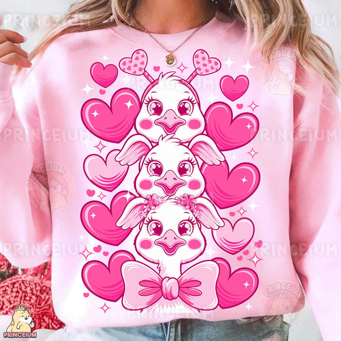 Valentine Ducklings with Hearts