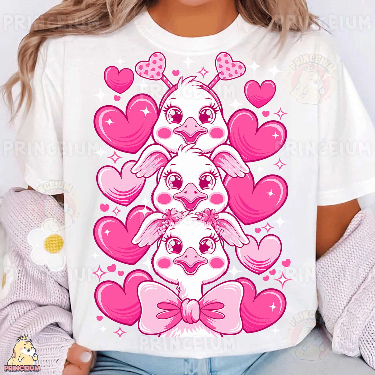 Valentine Ducklings with Hearts