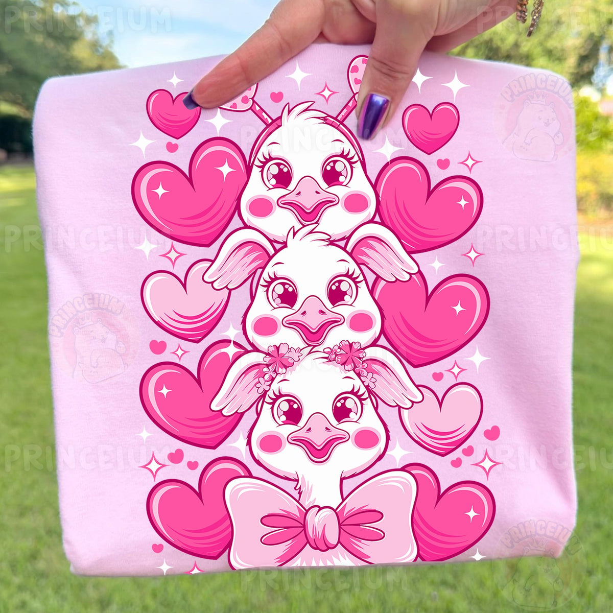 Valentine Ducklings with Hearts