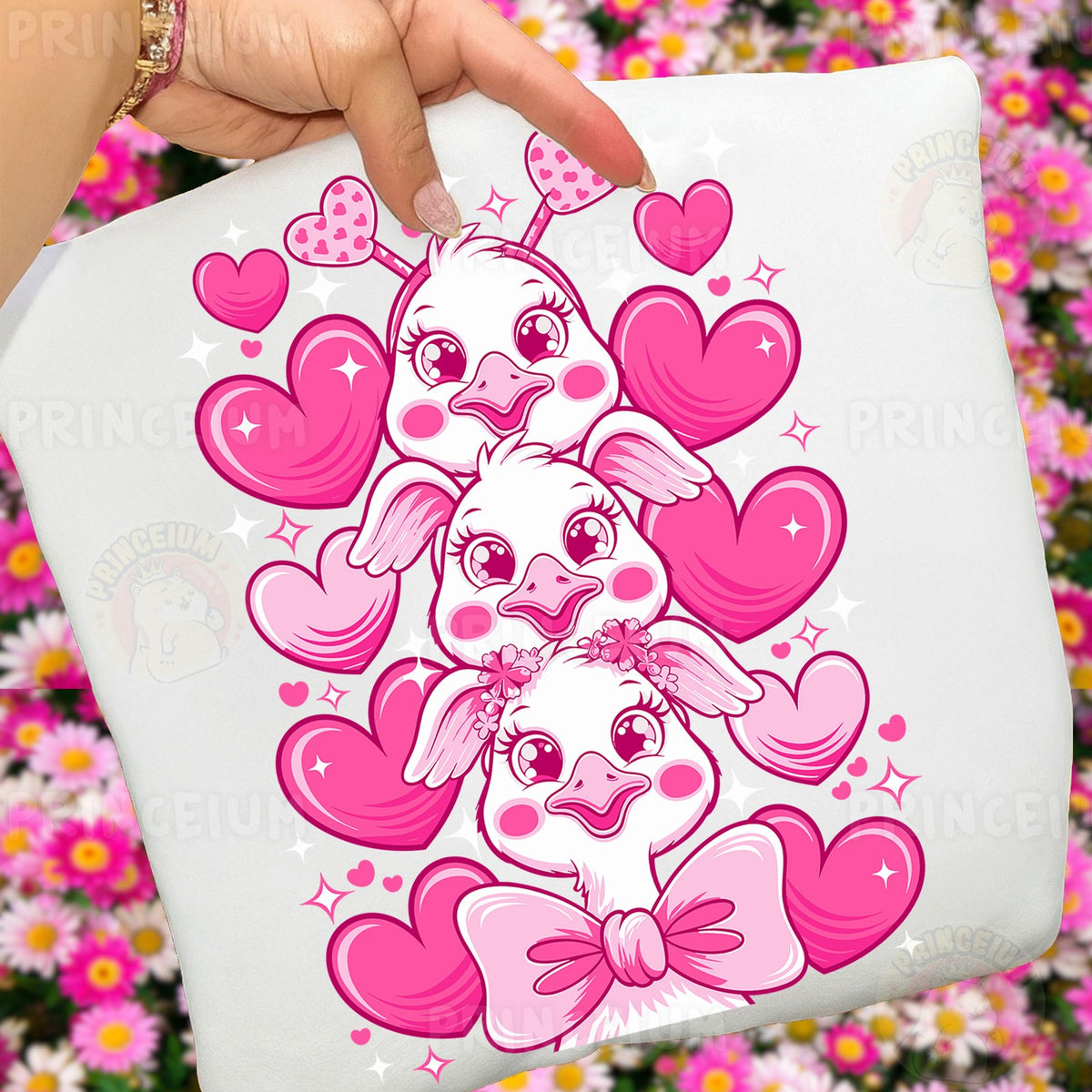 Valentine Ducklings with Hearts