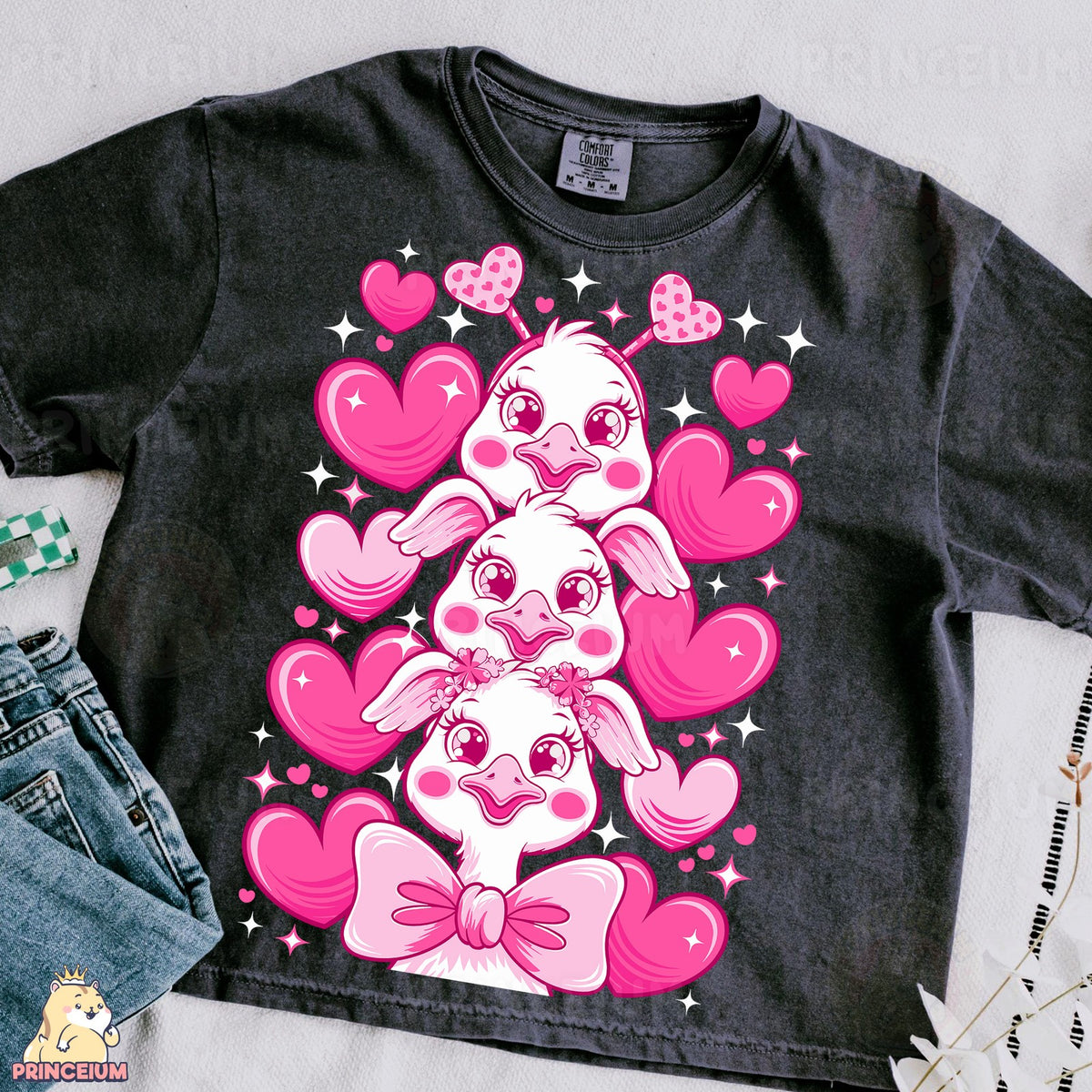 Valentine Ducklings with Hearts