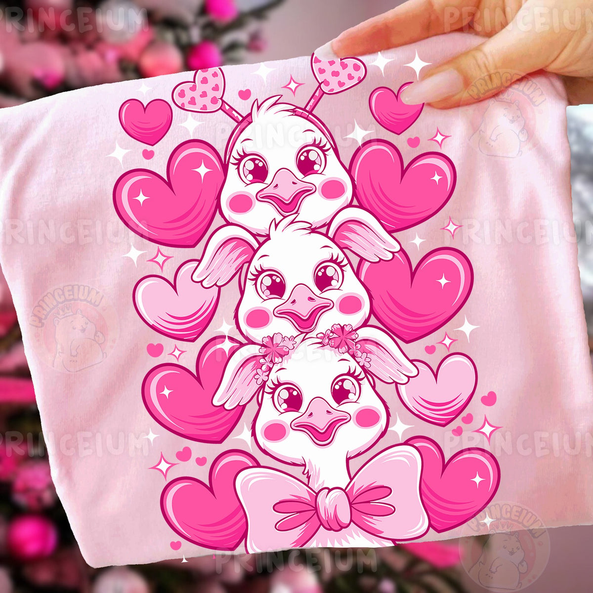 Valentine Ducklings with Hearts