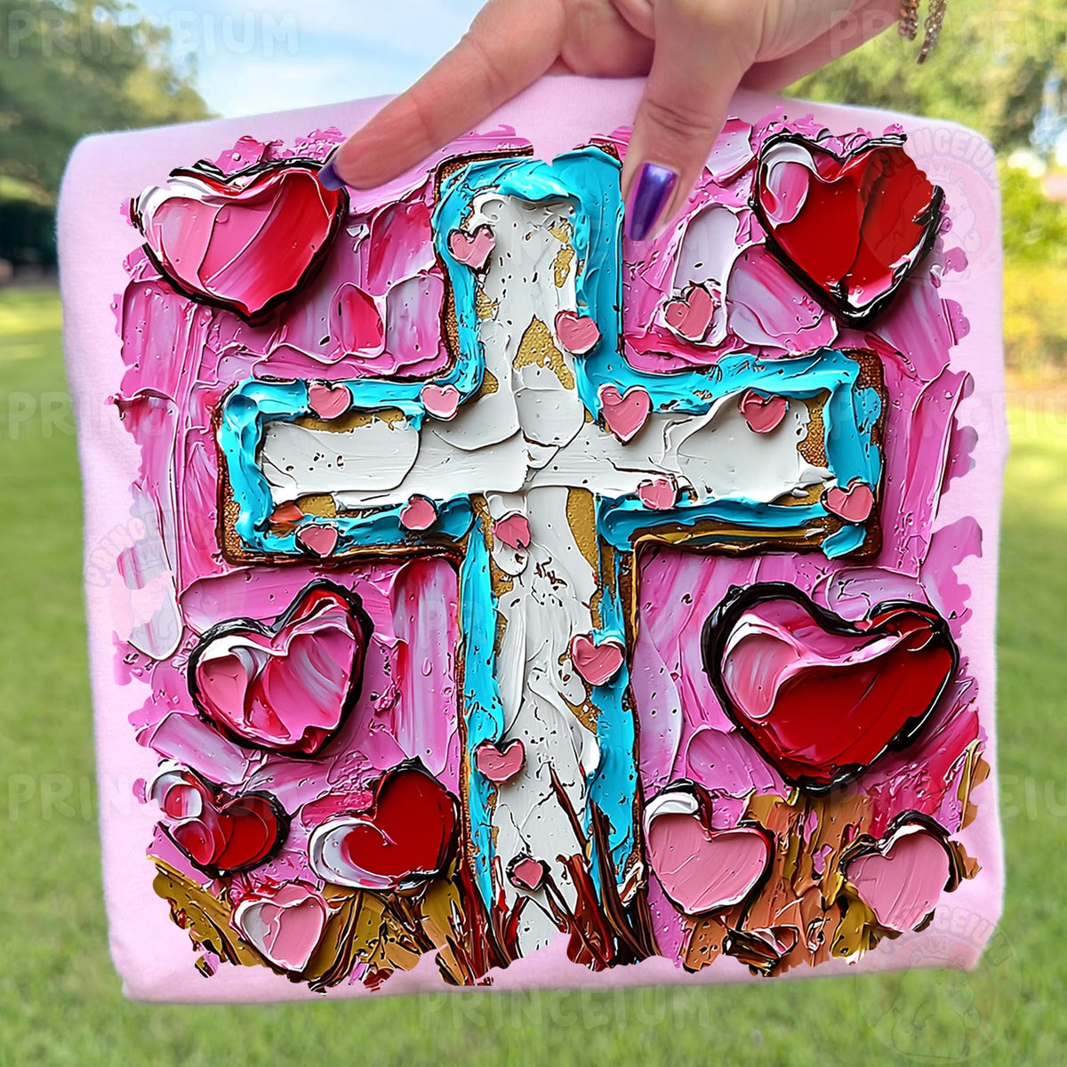 Painted Cross and Hearts