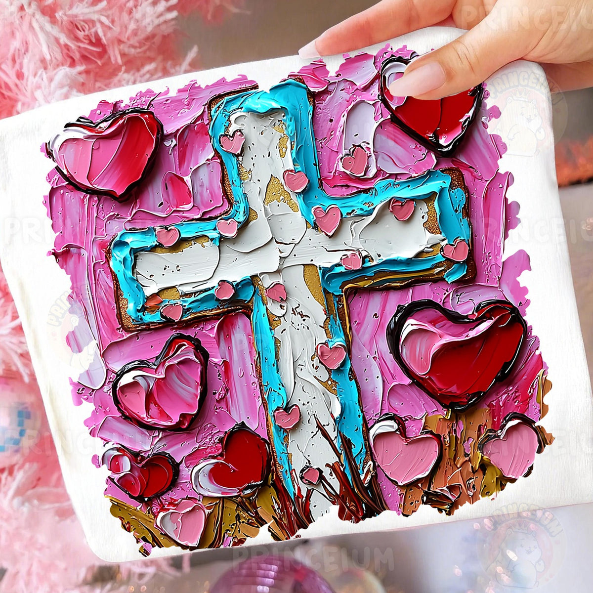 Painted Cross and Hearts