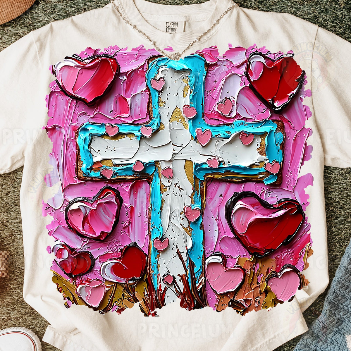 Painted Cross and Hearts