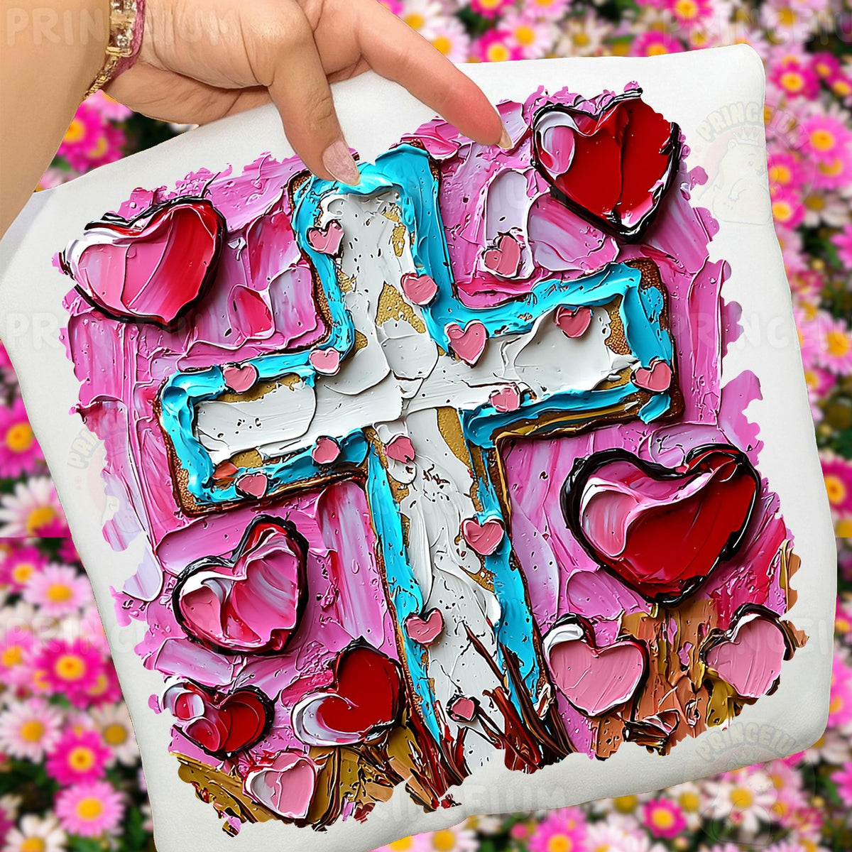 Painted Cross and Hearts