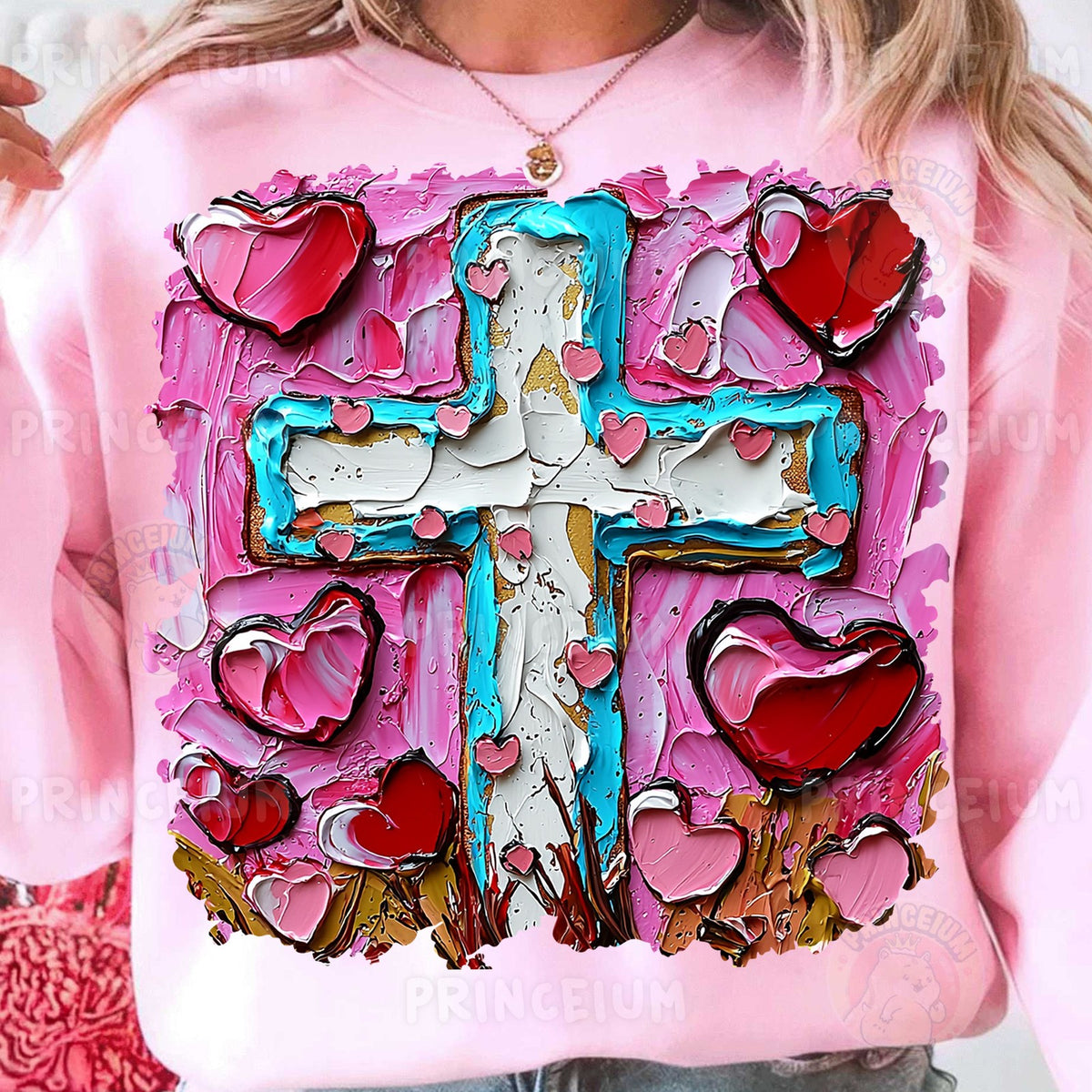 Painted Cross and Hearts