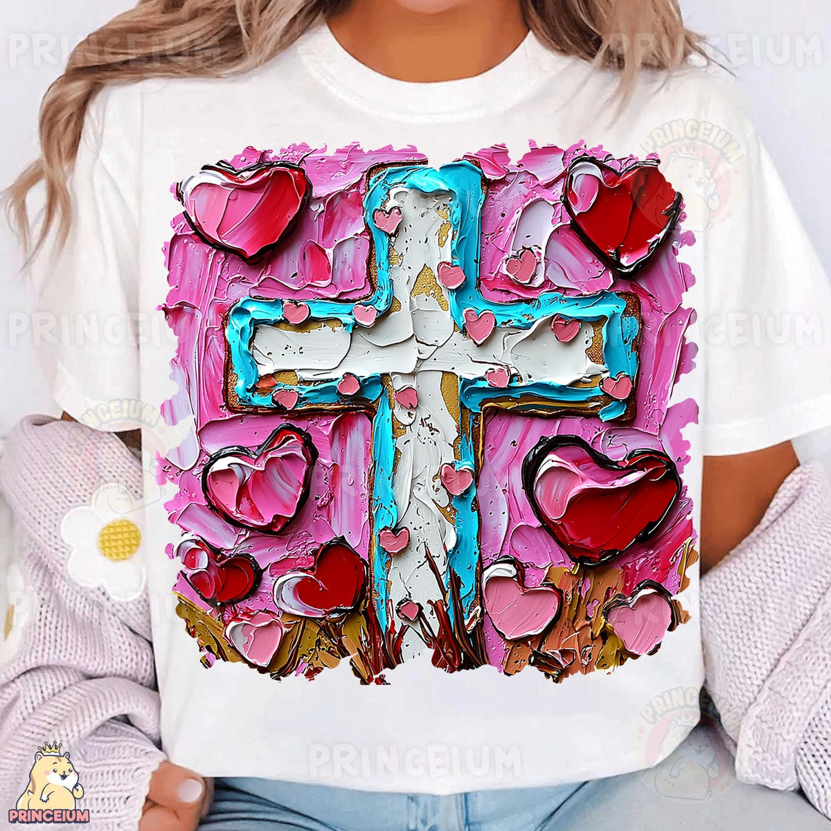 Painted Cross and Hearts