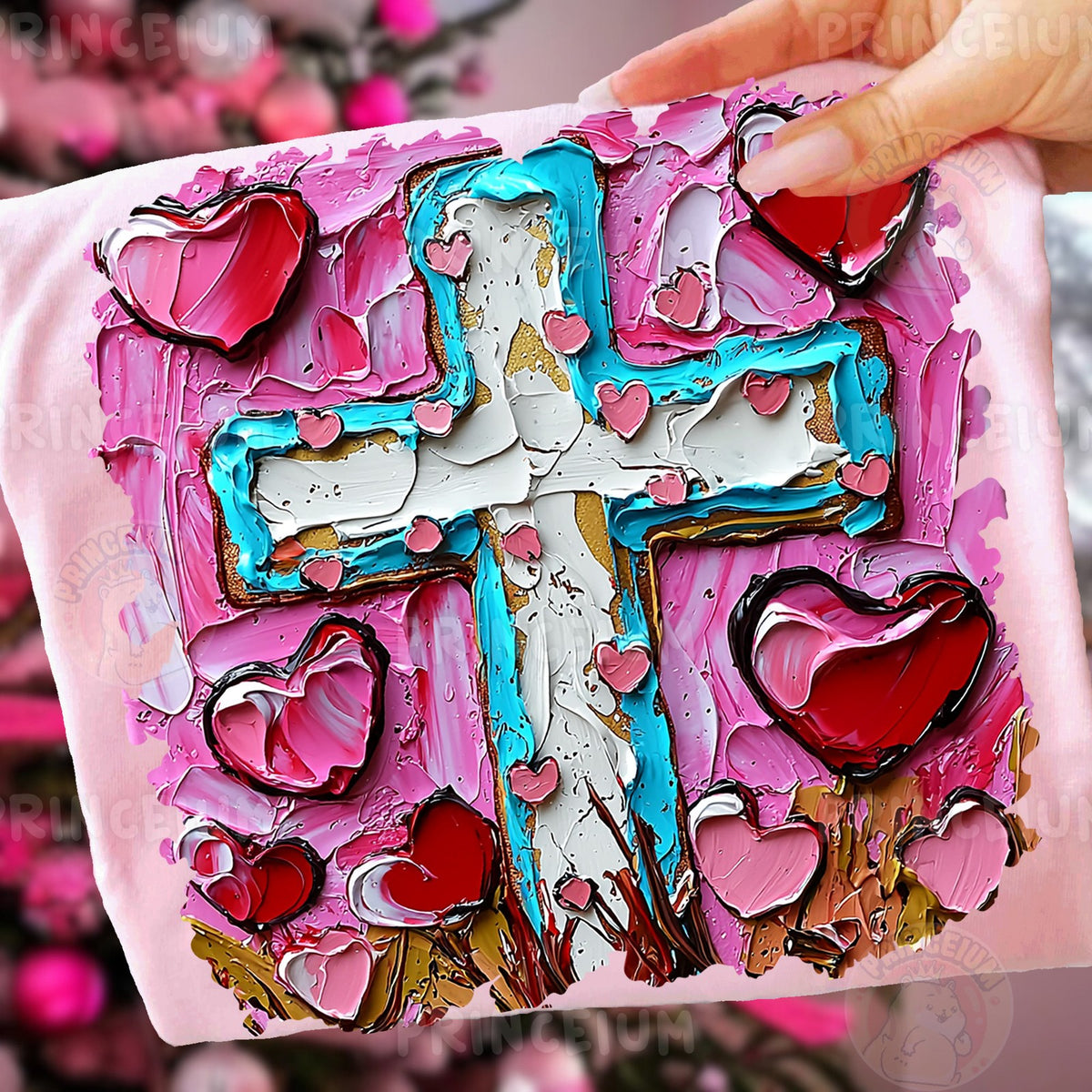 Painted Cross and Hearts