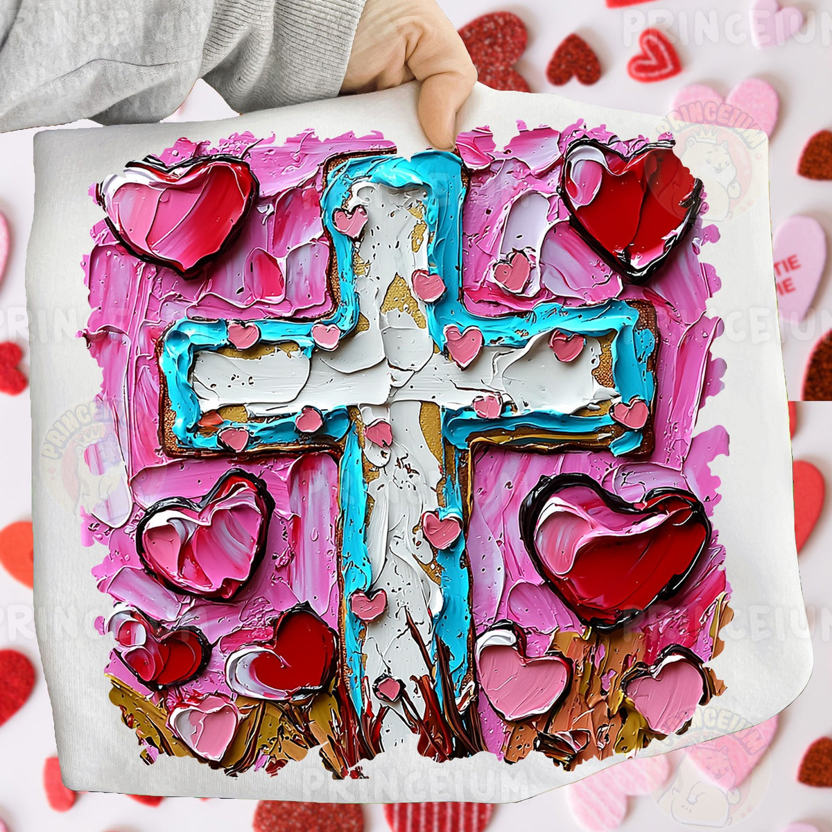 Painted Cross and Hearts