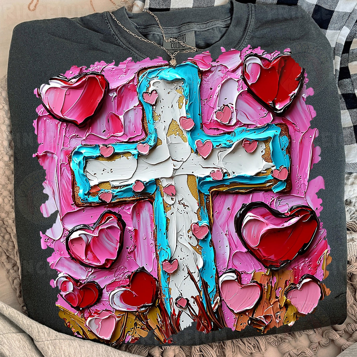 Painted Cross and Hearts