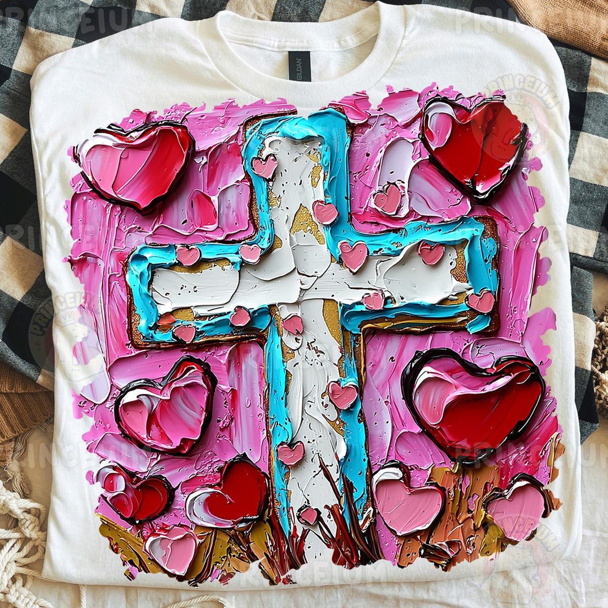 Painted Cross and Hearts