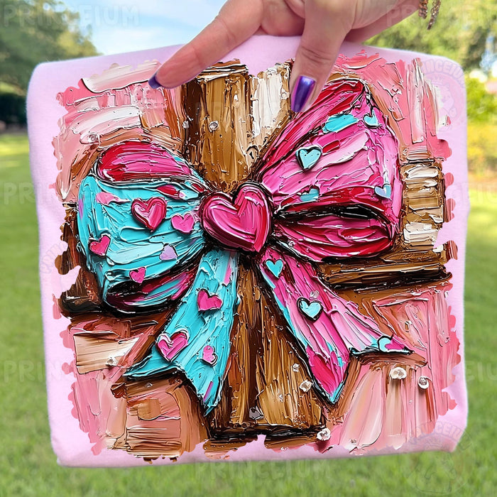 Painted Heart Bow Gift