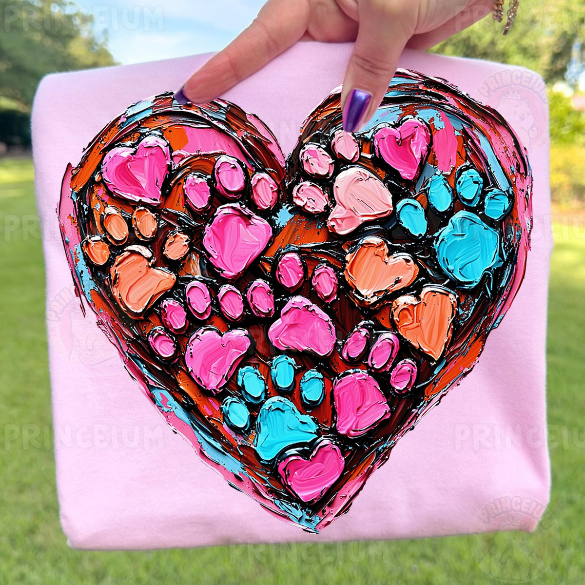 Painted Paw Print Heart