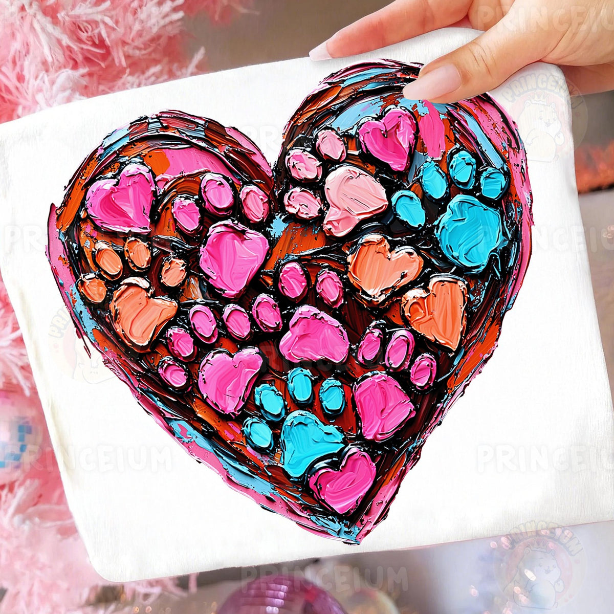 Painted Paw Print Heart