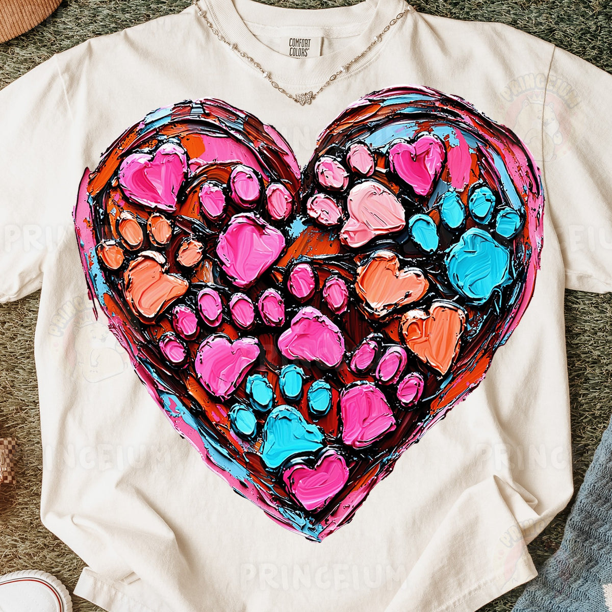 Painted Paw Print Heart