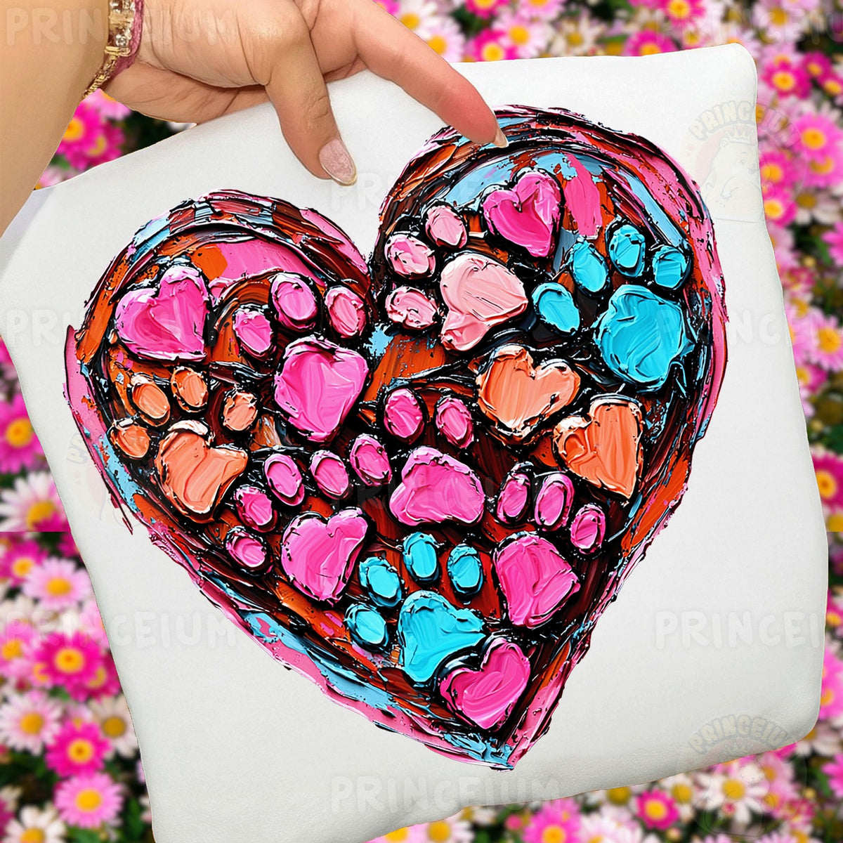 Painted Paw Print Heart