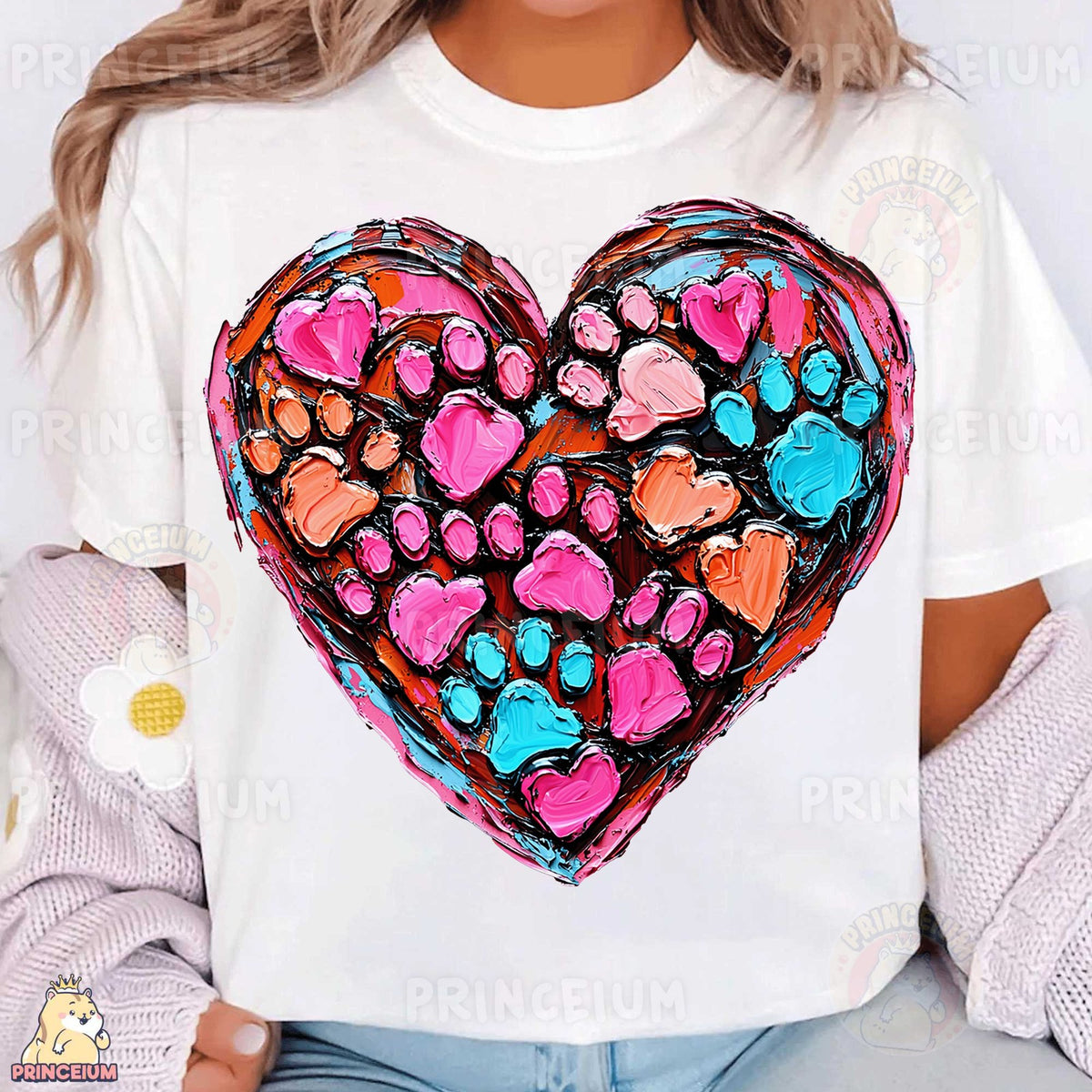 Painted Paw Print Heart