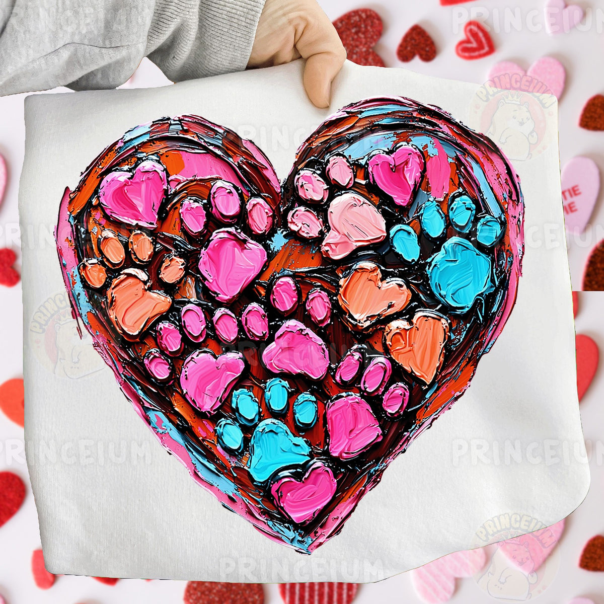 Painted Paw Print Heart