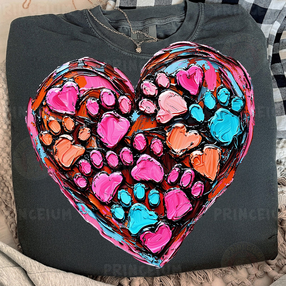 Painted Paw Print Heart