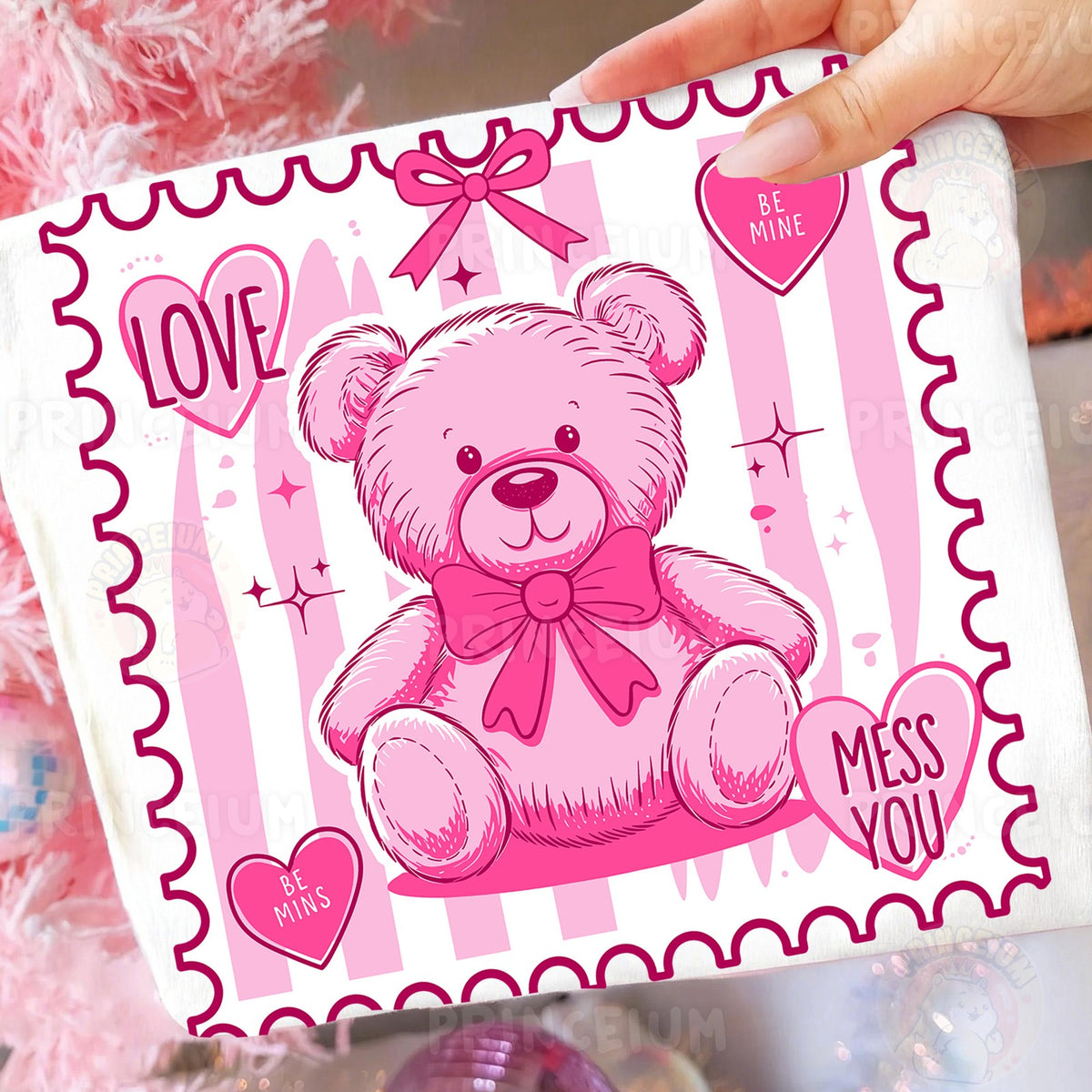 Pink Teddy Bear Love Stamp