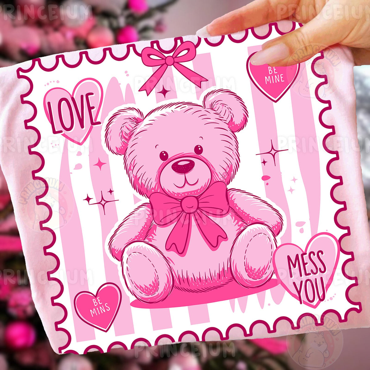 Pink Teddy Bear Love Stamp