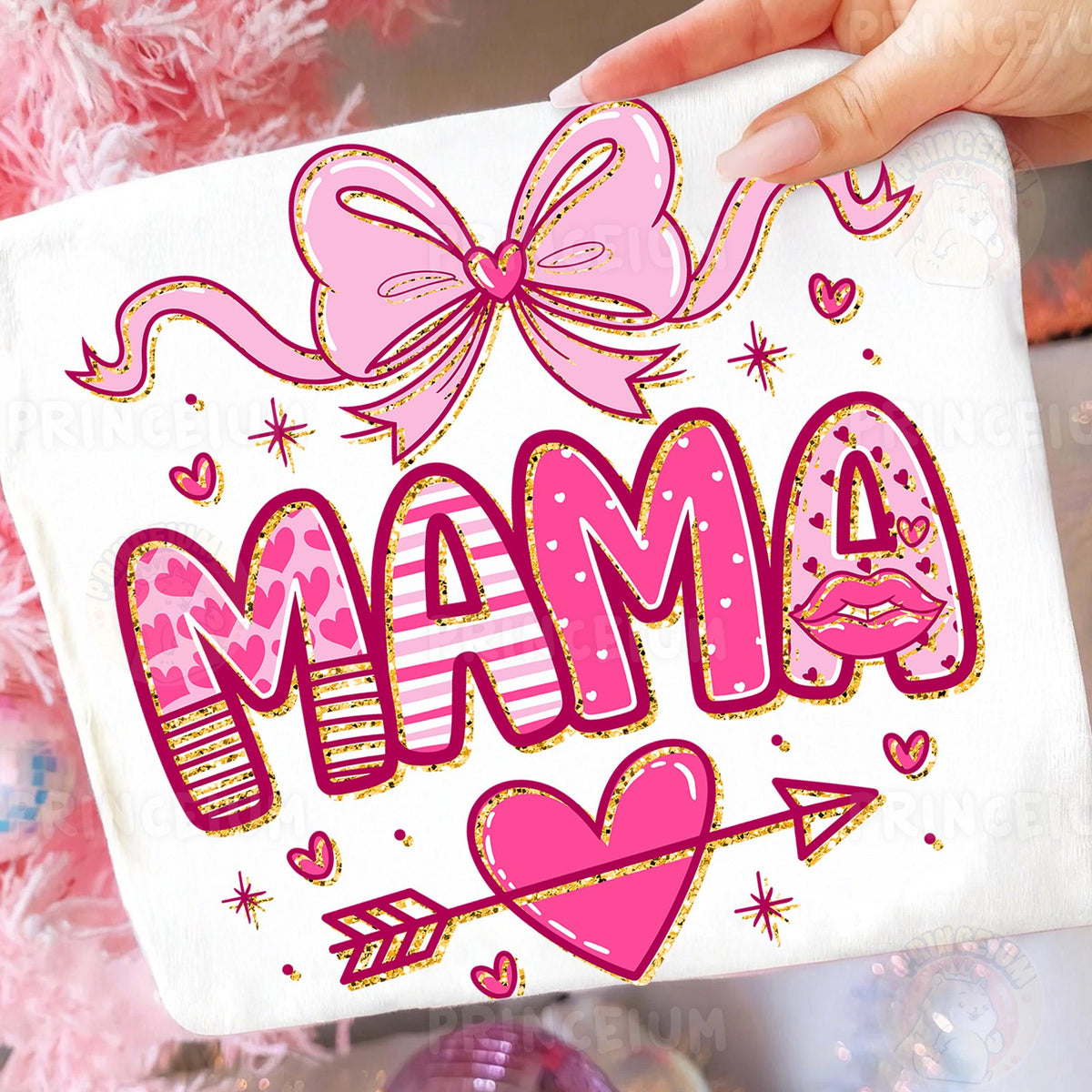 Pink Valentine Mama Bow