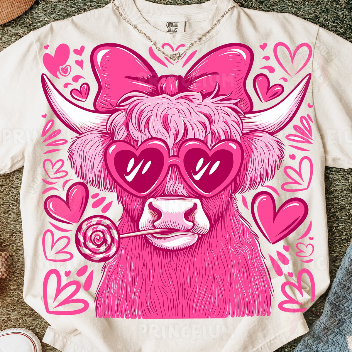 Pink Highland Cow Valentine