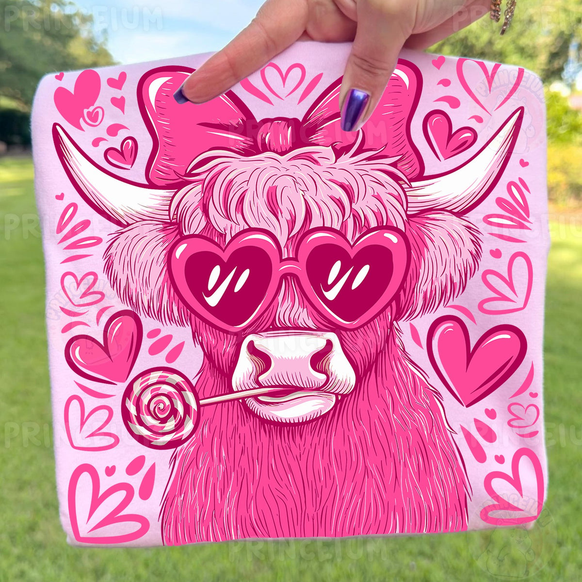 Pink Highland Cow Valentine