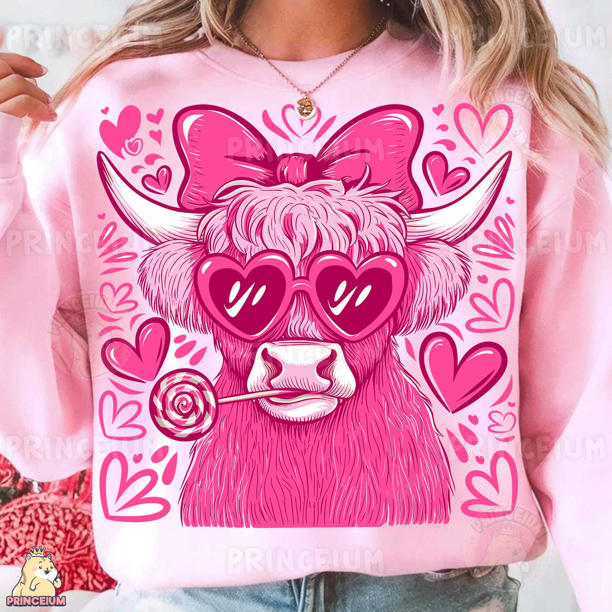 Pink Highland Cow Valentine