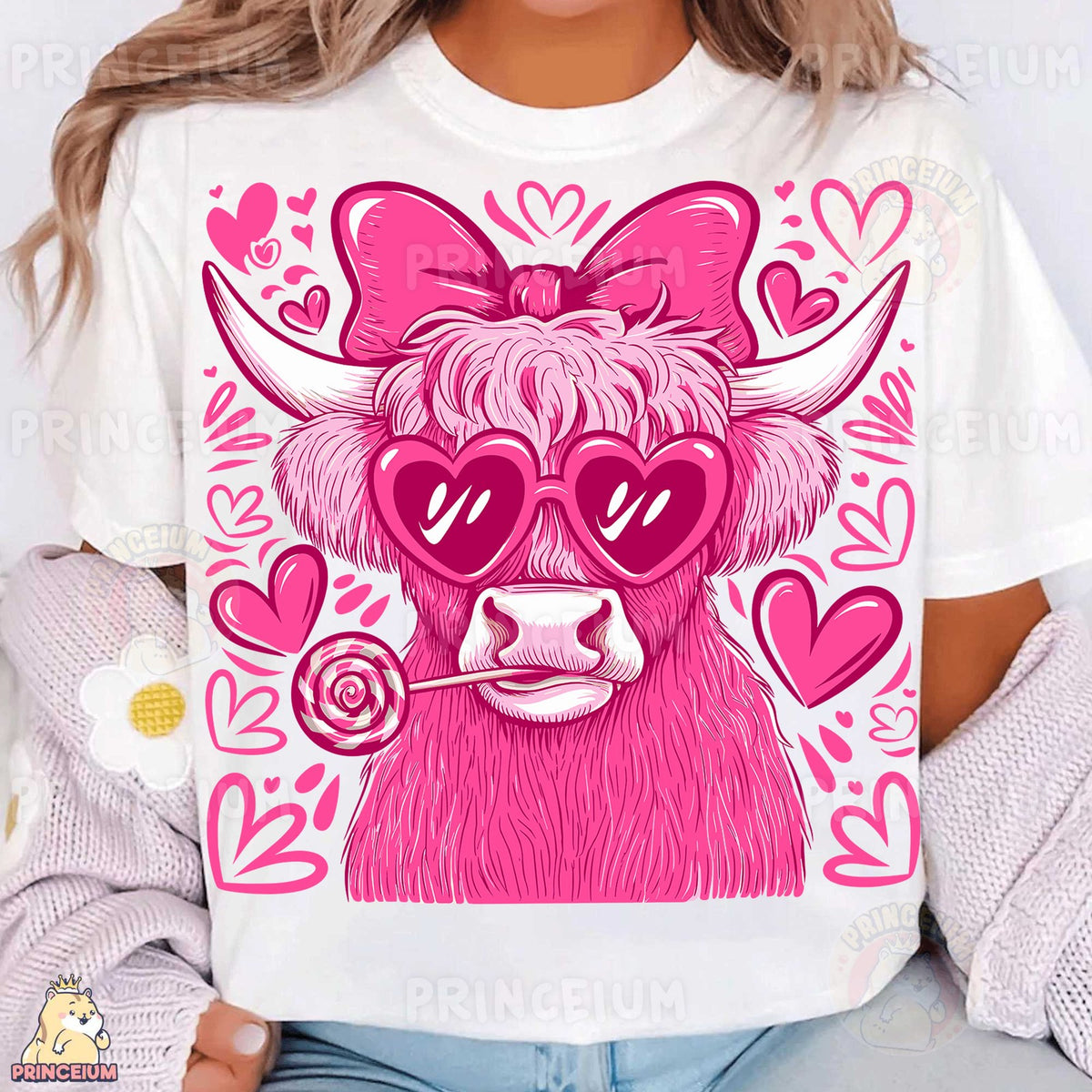 Pink Highland Cow Valentine