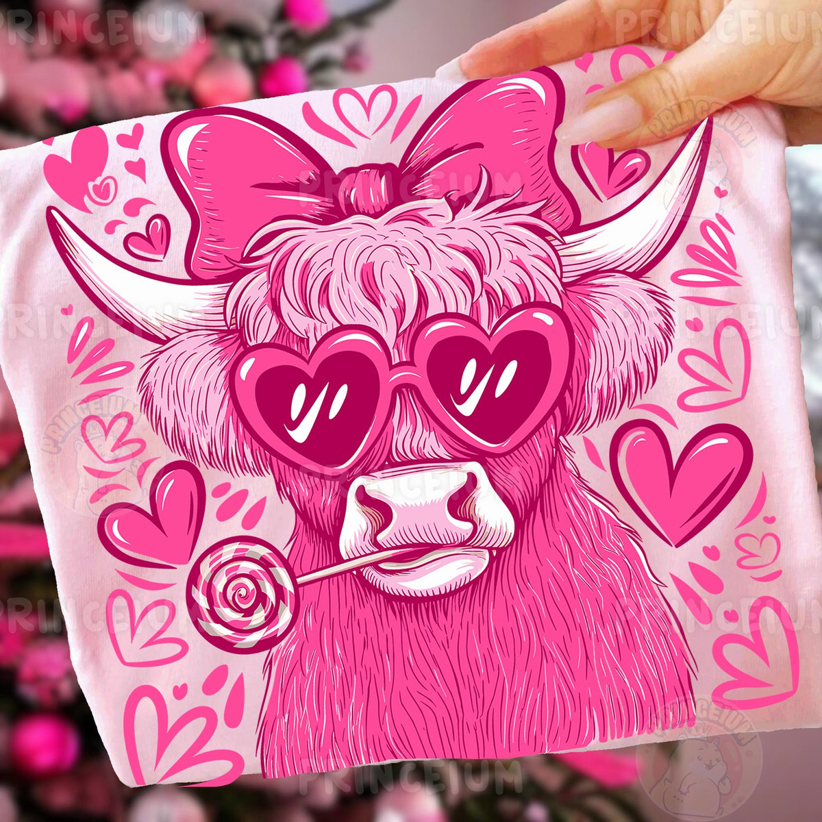 Pink Highland Cow Valentine