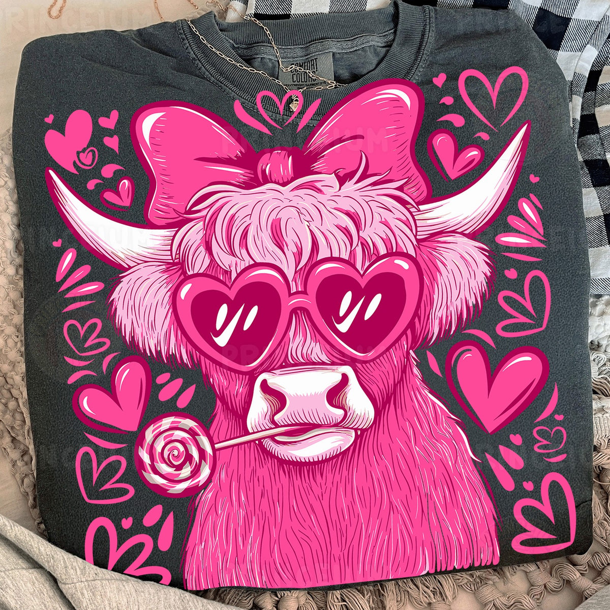 Pink Highland Cow Valentine