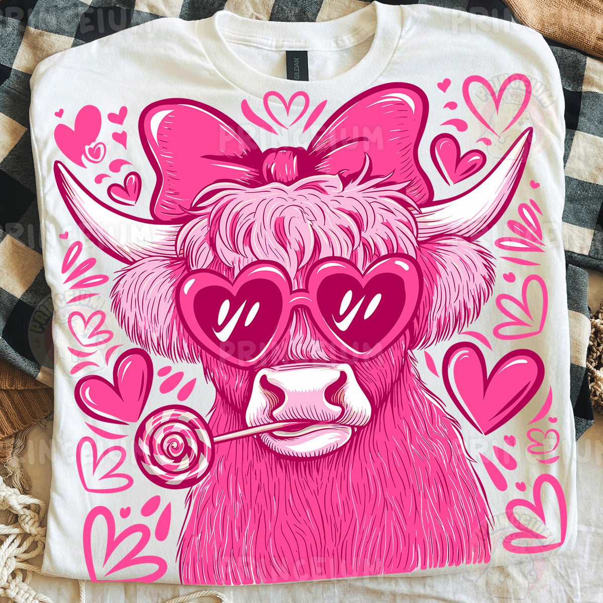 Pink Highland Cow Valentine