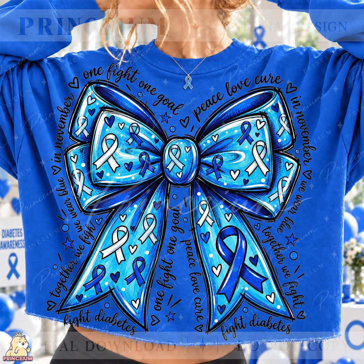 Diabetes Awareness Blue Bow