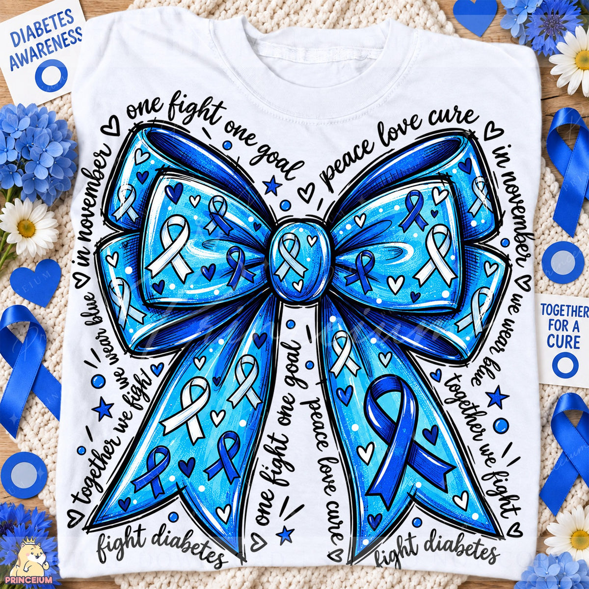 Diabetes Awareness Blue Bow