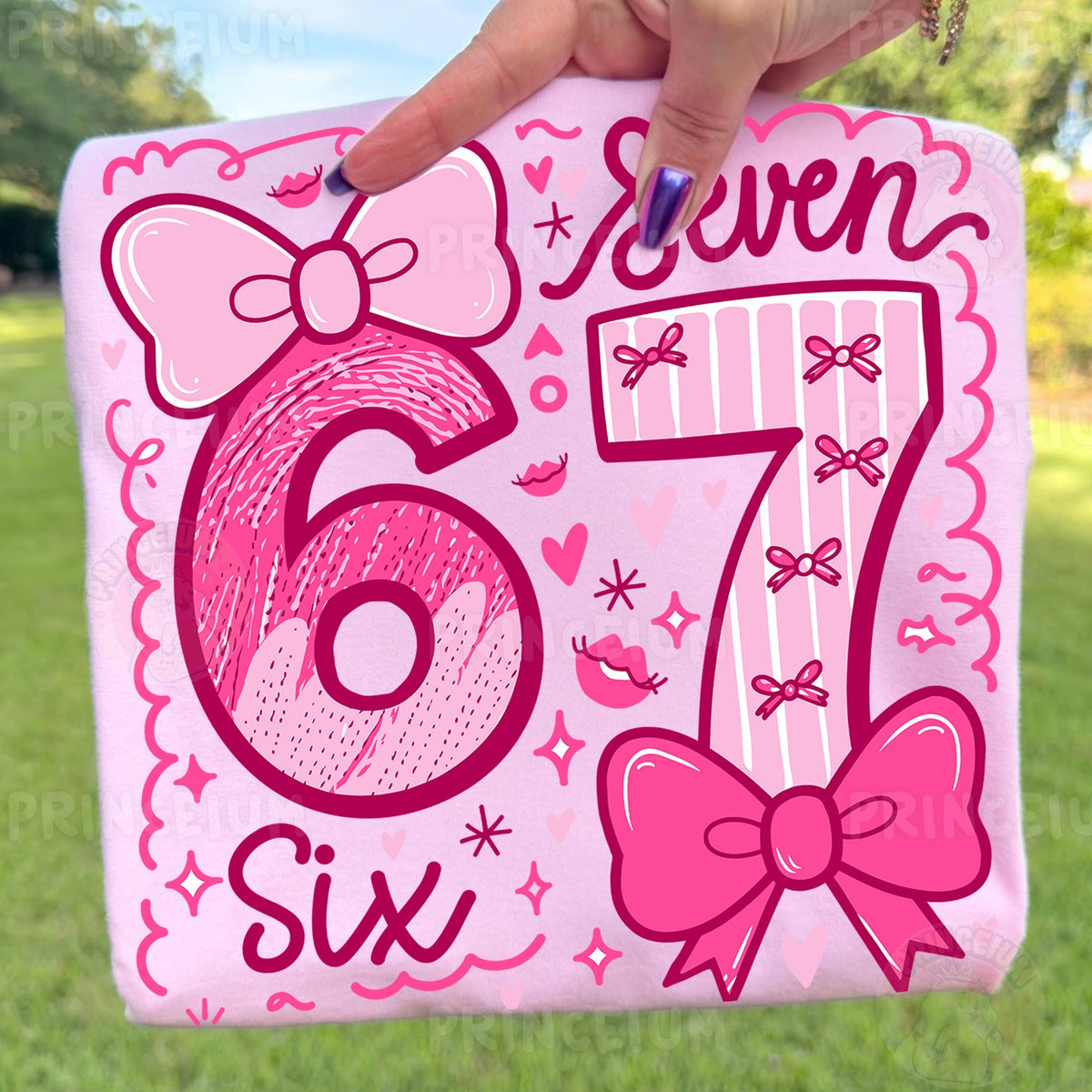 Pink Bow Six Seven Birthday