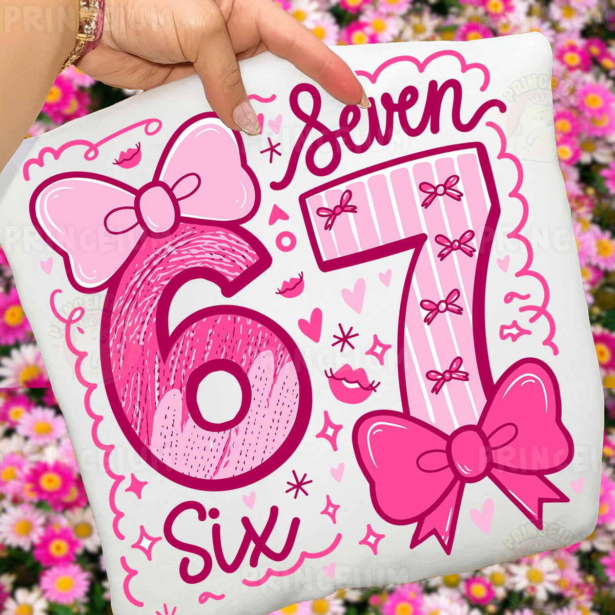 Pink Bow Six Seven Birthday