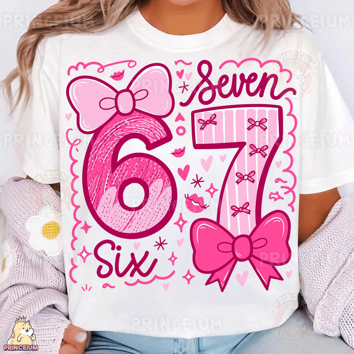 Pink Bow Six Seven Birthday