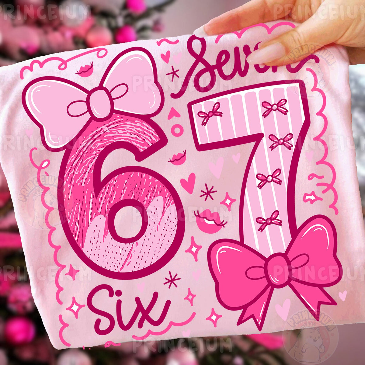 Pink Bow Six Seven Birthday