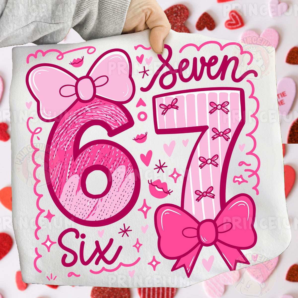 Pink Bow Six Seven Birthday